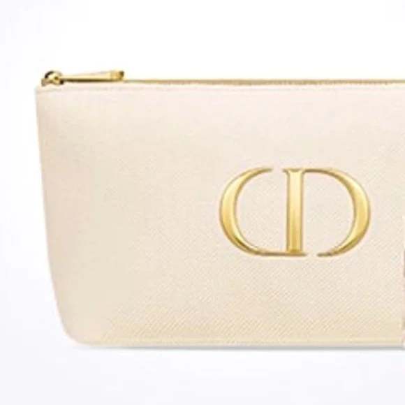 Dior Beauty Makeup Bag Pouch Off White Cream Velvet Medium Makeup Bag Authentic